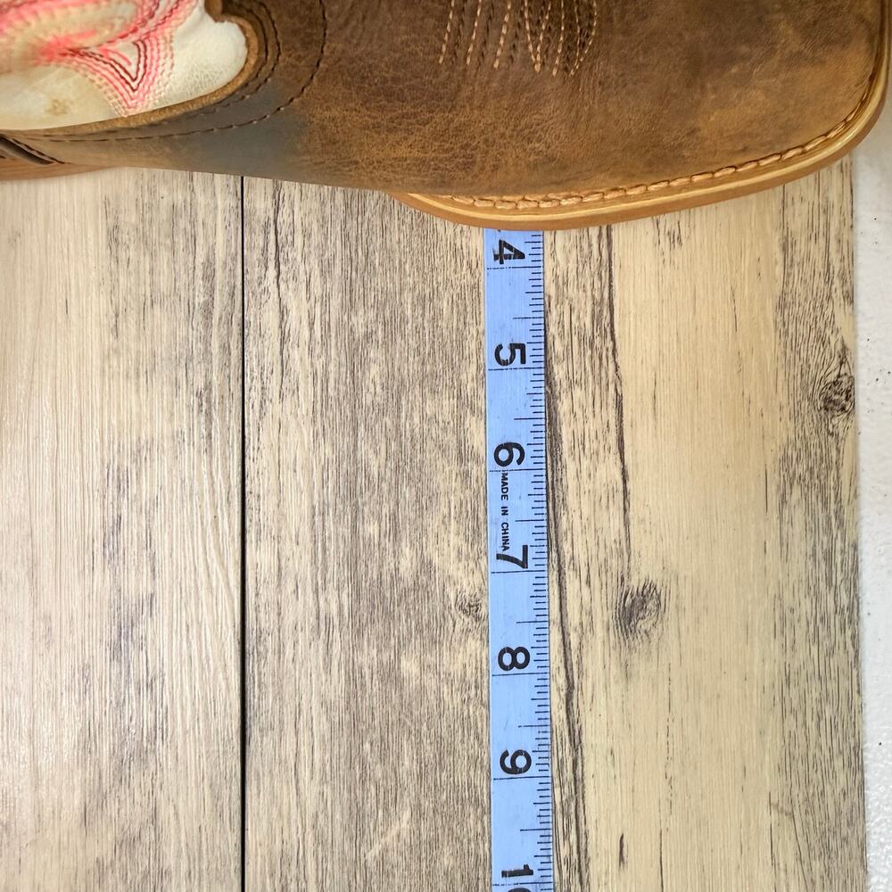 Durango Youth - Size 3M - Brown / White / Pink Square Toe Cowboy Boots DBT0242C - Picture 11 of 12